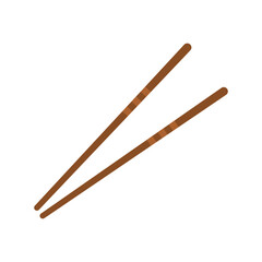 wooden chopsticks vector, flat chopsticks on white