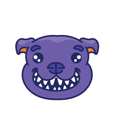 Cute purple bulldog face vector illustration. - 751388684