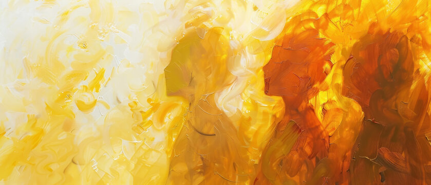 Laughter Echoes, Abstract forms in golden yellow and orange, Ephemeral joy representation