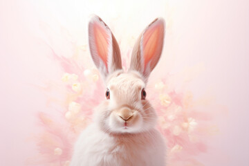 Obraz premium Cute baby bunny in pastel pink colors