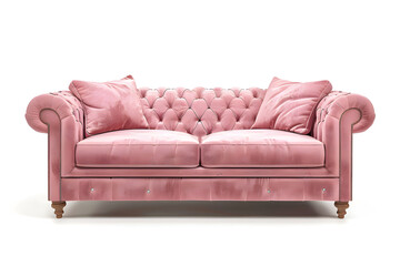 Obraz premium Stylish pink sofa on white background