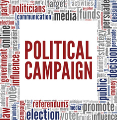 Political Campaign word cloud conceptual design isolated on white background.