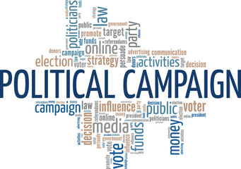 Fototapeta premium Political Campaign word cloud conceptual design isolated on white background.