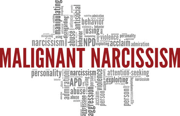 Malignant Narcissism word cloud conceptual design isolated on white background.