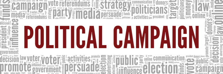 Political Campaign word cloud conceptual design isolated on white background.