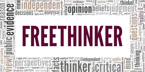 Freethinker word cloud conceptual design isolated on white background.