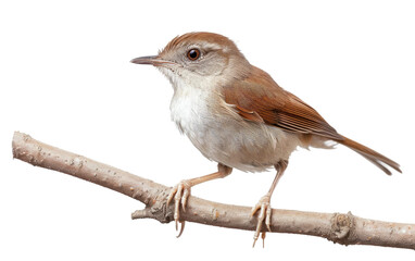 Nightingale Perched on a Branch isolated on transparent Background