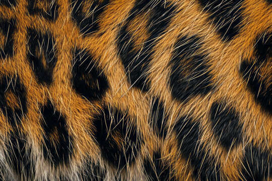 Detailed view of the intricate patterns and textures in the fur of a tiger