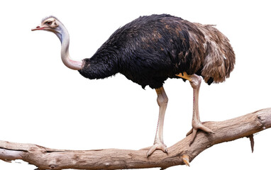 Branch-bound Ostrich isolated on transparent Background