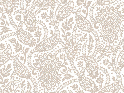 Seamless traditional Asian paisley pattern design