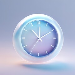Glossy stylized glass icon of clock, time, watch
