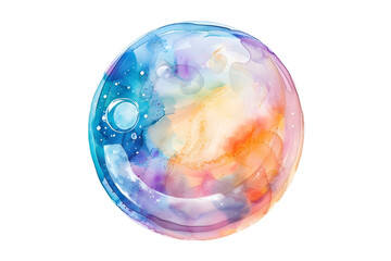 Pastel colors soap bubble in watercolor style isolated on white background