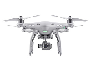 White Drone Isolated on Transparent Background Front View