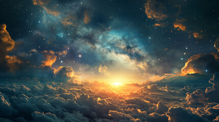 Obraz na płótnie Canvas fantasy sunset in the cloud