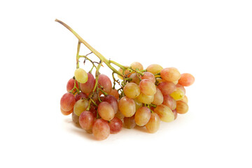 Bunch of organic pink grapes isolated on white background.