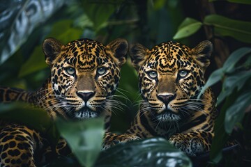 two leopards in the jungle
