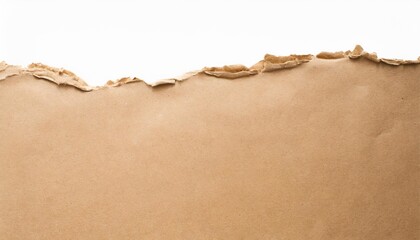 kraft paper background with torn edge isolated on white - obrazy, fototapety, plakaty