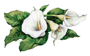 Sticker Featuring Calla Lily Branch isolated on transparent Background - obrazy, fototapety, plakaty