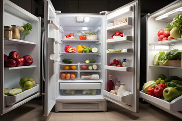 The fridge interior is almost empty due to the economic crisis design.