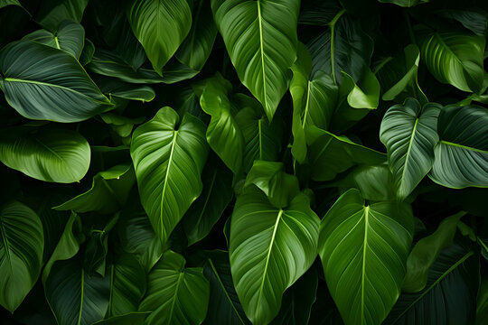 Green leaves background. Natural green leaf texture. Tropical leaf background.