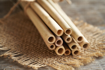 A bundle of ecological bamboo straws