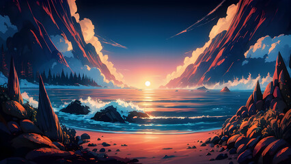 sunset in the mountains