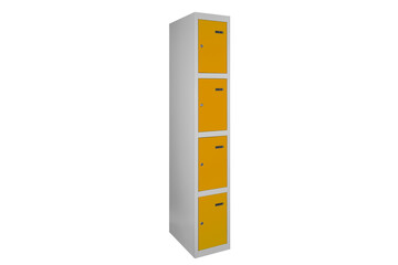 Yellow lockers for locker room. Change room metal box