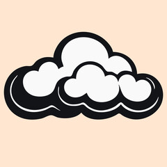 Black and White Cloud Outline Silhouette Ornament Vector Art for Logo and Icon, Sketch, Tattoo, Clip Art