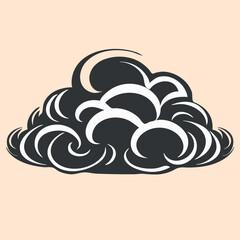 Black and White Cloud Outline Silhouette Ornament Vector Art for Logo and Icon, Sketch, Tattoo, Clip Art