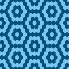 Blue hexagon flowers seamless pattern