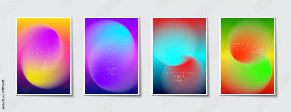 Poster blurred background collection with modern abstract gradient multicolored graphic background. ideas f