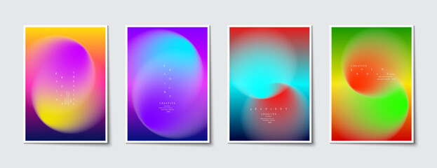 Blurred background collection with modern abstract gradient multicolored  graphic background. Ideas for covers, posters, brochure and cards EPS vector illustration
