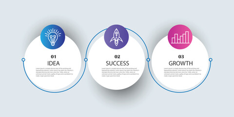 Circular business infographic template with three steps