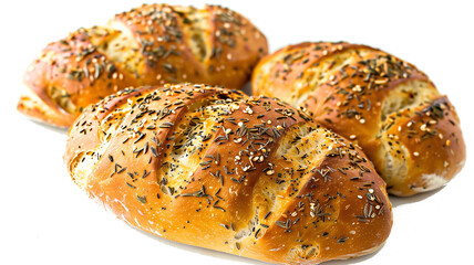 Savory bread, golden brown and sprinkled with parsley, transparent background