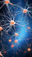 Brain Neurons High-Resolution 3D Illustration. Network of Neurons in the Human Brain