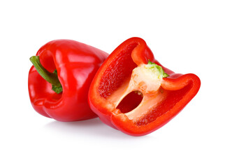 red sweet pepper isolated on white background.