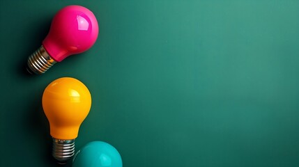 colorful lightbulb on dark green background
