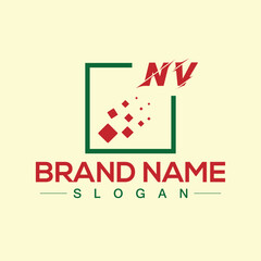 Fototapeta premium Letter NV logo design template vector for corporate business