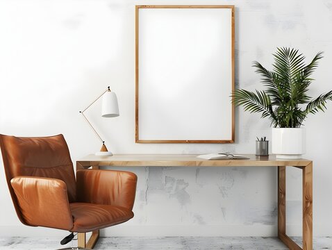 Minimalist Office Desk with Modern Technology, To provide a clean and minimalistic representation of a modern office for use as a stock photo,