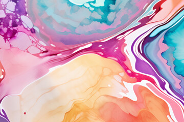 Fototapeta premium Closeup of abstract watercolor paint background texture with liquid fluid marbled paper texture banner texture. Generative AI (생성형 AI)