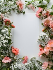 Obraz premium Pink Floral Composition with Unique Framing and Empty Page Frame