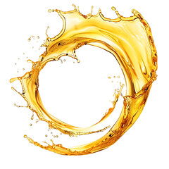 Yellow beer, oil or juice splash. Realistic liquid beverage swirl isolated on white background