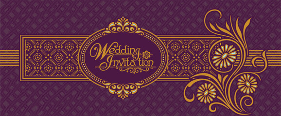 Indian wedding invitation card template. Vector illustration.