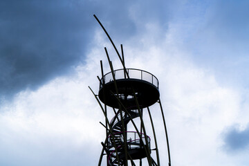 The Warandetoren during a beautiful sunset located in the Belgian coastal city of Middelkerke.