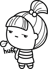 a vector of a girl fulll of many emotions in black and white coloring