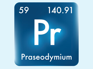 Praseodymium icon style concept on Periodic table
