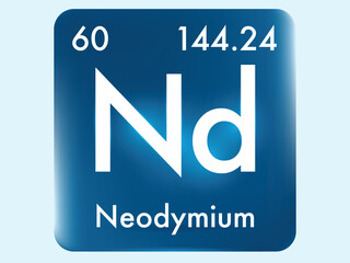 Neodymium icon style concept on Periodic table