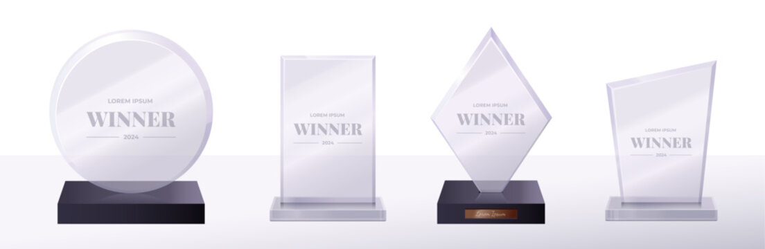 Glass trophy mockup. Realistic plexiglass award for sport competition