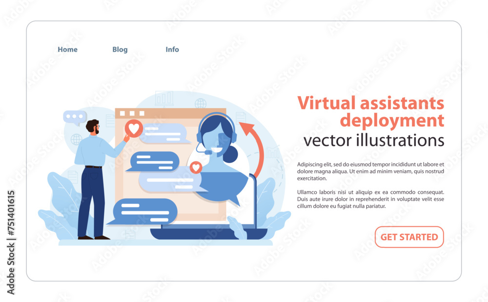 Poster virtual assistant deployment. efficient integration of virtual support services.