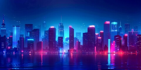 Fototapeta na wymiar Neon Glow of a Cyberpunk Cityscape. Generative ai